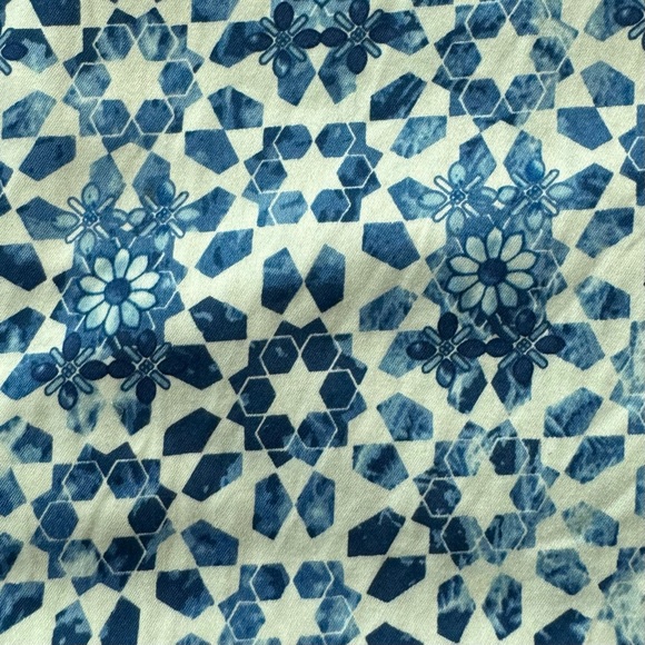 Calvin Klein Sleeveless Fit and Flare Pleated Dress in Regatta Print - Picture 6 of 10